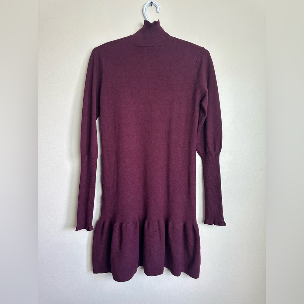 Anthropologie Sundays Burgundy Knit Long Sleeve Ruffle Hem Dress Size S - Picture 11 of 12